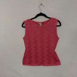 Y2K Plisse Womens Popcorn Texture Sleeveless Tank Top Coral Pink Size M RN 62202